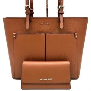 Michael Kors Jet Set Medium Pocket Tote Bag & Large Trifold Wallet Luggage